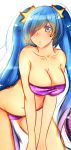  artist_request bikini blue_eyes blue_hair breasts highres league_of_legends sona_buvelle swimsuit 