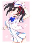  1girl black_hair blush chata_maru_(irori_sabou) gloves heart looking_at_viewer love_live!_school_idol_project open_mouth red_eyes skirt smile solo yazawa_nico 