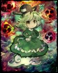  1girl dress ghost_tail green_dress green_hair hat looking_at_viewer pote_(ptkan) short_hair soga_no_tojiko solo tate_eboshi touhou 