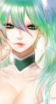  1girl breasts choker cleavage close-up cn_(chest_nut) eyelashes eyeliner face green_eyes green_hair hatsune_miku lips long_hair makeup nose parted_lips sketch solo twintails vocaloid 