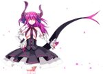 1girl claws closed_eyes detached_sleeves dragon_horns dragon_tail dress fate/extra fate/extra_ccc fate_(series) horns lancer_(fate/extra_ccc) long_hair long_tail marock pink_hair pointy_ears solo tail two_side_up