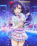  artist_request braid detached_sleeves green_eyes hat love_live!_school_idol_project mini_top_hat official_art purple_hair skirt snow_halation top_hat toujou_nozomi 