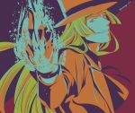  1boy blonde_hair cornelius_alba fire gloves hat hime_cut iwanaga_tm kara_no_kyoukai limited_palette long_hair solo top_hat 