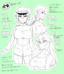  breasts female_admiral_(kantai_collection) ikeshita_moyuko kantai_collection large_breasts long_hair military military_uniform monochrome naval_uniform translation_request uniform 