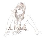  1girl barefoot monochrome original sketch skirt solo traditional_media yoshitomi_akihito 