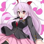  1girl animal_ears black_legwear blazer breasts crescent_moon large_breasts lavender_hair long_hair looking_at_viewer moon open_mouth rabbit_ears red_eyes reisen_udongein_inaba skirt solo sprout_(33510539) thigh-highs touhou zettai_ryouiki 