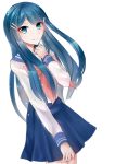  blue_eyes blue_hair dangan_ronpa hairpis long_hair maizono_sayaka seifuku smile 