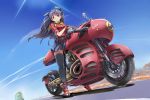  1girl ceda_(dace) fate/stay_night fate_(series) highres motor_vehicle motorcycle thigh-highs tohsaka_rin toosaka_rin two_side_up vehicle 