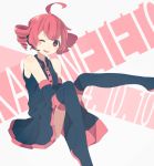 1girl ;d ahoge detached_sleeves drill_hair headset kasane_teto looking_at_viewer maco22 open_mouth red_eyes redhead sitting smile solo twin_drills twintails utau wink 