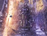  arsenixc building cityscape highres no_humans original scenery science_fiction vehicle 