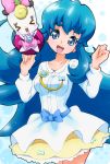  &gt;_&lt; 1girl :d blue_eyes blue_hair bow happinesscharge_precure! long_hair looking_at_viewer open_mouth precure ribbon_(happinesscharge_precure!) ryuuta_(cure_ryuuta) shirayuki_hime skirt smile 