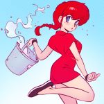  blue_eyes braid bucket chinese_clothes ilya_kuvshinov open_mouth ranma-chan ranma_1/2 redhead saotome_ranma single_braid water 