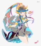  1girl black_hair blue_eyes egyptian heco_(mama) highres one_eye_closed puzzle_&amp;_dragons solo 
