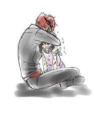  1boy 1girl adam_taurus blake_belladonna crying hug rwby signalkj white_background younger 