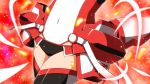  1girl bodysuit henshin looking_at_viewer mecha_musume multicolored_hair ore_twintail_ni_narimasu red red_background solo tail_red thigh-highs thighs transformation twintails yuto_(dialique) 