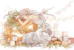  bare_shoulders character_request dress horns jack-o&#039;-lantern pumpkin white_hair yubari 