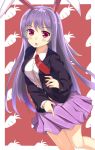  1girl animal_ears ashu blazer blush breasts lavender_hair long_hair looking_at_viewer open_mouth rabbit_ears red_eyes reisen_udongein_inaba skirt solo tagme touhou very_long_hair 