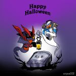  ghost grave halloween junketsu kill_la_kill lantern living_clothes no_humans scissor_blade senketsu tombstone uri_(uryu002) 