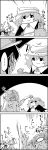  ... 0_0 3girls 4koma :x aki_shizuha cirno comic ghost_costume gift hair_ornament halloween hat highres hishaku holding humpty_dumpty humpty_dumpty_(cosplay) leaf_hair_ornament letty_whiterock monochrome multiple_girls murasa_minamitsu open_mouth short_hair smile sweat tani_takeshi touhou translation_request trembling wavy_mouth yukkuri_shiteitte_ne 