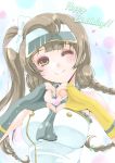  1girl blush breasts brown_hair frapowa happy_birthday heart heart_hands long_hair looking_at_viewer love_live!_school_idol_project minami_kotori one_eye_closed smile solo 