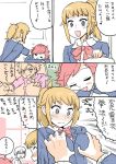  blue_eyes breast_grab brown_hair closed_eyes comic glasses gundam gundam_build_fighters gundam_build_fighters_try hoshino_fumina kamiki_sekai kousaka_yuuma mo_(kireinamo) redhead sleeping translation_request 