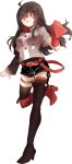  1girl belt boots breasts brown_hair high_heels highres long_hair shorts shouen_kigashi simple_background solo thigh-highs thigh_boots transparent_background utau 