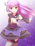 aikatsu! bare_shoulders blush dress gothic hikami_sumire long_hair purple_eyes straight_hair thighhighs violet_hair 