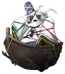  1girl boat face hat japanese_clothes kariginu mazeran mononobe_no_futo persona ponytail ribbon solo touhou white_hair wide_sleeves 