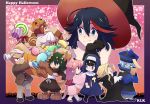  4boys 4girls animal_ears black_hair blonde_hair blue_eyes blue_hair bolt candy cat_ears cat_tail dress frankenstein&#039;s_monster gamagoori_ira glasses green_eyes green_hair halloween halloween_costume hat inumuta_houka iori_shirou jack-o&#039;-lantern jakuzure_nonon jiangshi kill_la_kill kiryuuin_satsuki kuma_yuu long_hair mankanshoku_mako matoi_ryuuko multicolored_hair multiple_boys multiple_girls nun pink_hair pumpkin_hat red_eyes sanageyama_uzu short_hair skirt stitches tail witch_hat wolf_ears wolf_tail 