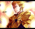  1boy armor blonde_hair earrings fate/zero fate_(series) gate_of_babylon gilgamesh jewelry nakagawa_waka red_eyes solo 