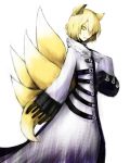  alternate_costume animal_ears ayumin_(1988) belt blonde_hair dress fox_ears fox_tail koumajou_densetsu koumajou_densetsu_2 looking_at_viewer smile tail touhou yakumo_ran yellow_eyes 