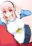  1girl :3 blush breasts headphones highres large_breasts long_hair looking_at_viewer nitroplus pink_eyes pink_hair rapids_(opsc) smile solo super_sonico 