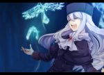  1girl ascot bird capelet fate/stay_night fate_(series) hat illyasviel_von_einzbern long_hair noroinoenojin red_eyes scarf solo white_hair wire 