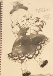  1girl dated kamishirasawa_keine karaagetarou monochrome photo signature sketch tagme touhou traditional_media 