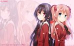  2girls blush highres long_hair multiple_girls ribbon school_uniform sono_hanabira_ni_kuchizuke_wo tagme yuri 