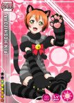  :3 animal_suit blush character_name gloves green_eyes hoshizora_rin love_live!_school_idol_project neko_mimi orange_hair short_hair tail 