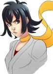  1girl bandaid bandaid_on_nose black_hair brown_eyes choker dougi g138 highres makoto_(street_fighter) nose ribbon_choker short_hair solo street_fighter tomboy 