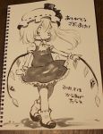  1girl dated flandre_scarlet karaagetarou monochrome photo signature sketch tagme touhou traditional_media 