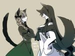  animal_ears cat_ears cat_tail commentary_request crossed_arms dated dress imaizumi_kagerou kaenbyou_rin namauni smile tail touhou wolf_ears wolf_tail 