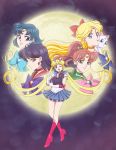  5girls :p ;d absurdly_long_hair absurdres aino_minako artemis_(sailor_moon) bishoujo_senshi_sailor_moon bishoujo_senshi_sailor_moon_crystal black_hair blonde_hair blue_hair blue_skirt boots bow brown_hair cat cat_bot crossed_legs elbow_gloves full_body full_moon gloves hair_bow half_updo high_ponytail highres hino_rei holding inner_senshi kino_makoto knee_boots long_hair luna_(sailor_moon) mizuno_ami moon multiple_girls official_style one_eye_closed open_mouth pleated_skirt profile red_boots sailor_collar sailor_jupiter sailor_mars sailor_mercury sailor_moon sailor_venus short_hair skirt smile tongue tongue_out tsukino_usagi twintails very_long_hair white_gloves 