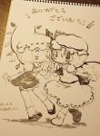  2girls dated flandre_scarlet karaagetarou monochrome multiple_girls photo remilia_scarlet signature sketch tagme touhou traditional_media 