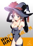  1girl elska0813 halloween happy_halloween hat hiei_(kantai_collection) kantai_collection solo witch_hat 