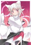  1girl animal_ears blush bouncing_breasts breasts commentary_request detached_sleeves hammer_(sunset_beach) inubashiri_momiji large_breasts looking_at_viewer red_eyes short_hair solo touhou white_hair wolf_ears 