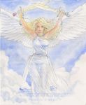  angel angel_wings blonde_hair bracelet budd_root jewelry long_hair sword weapon wings 