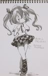  1girl dated himekaidou_hatate karaagetarou monochrome photo signature sketch tagme touhou traditional_media 