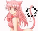  bow cat_ears leotard long_hair nekomimi pink_eyes pink_hair sinko swimsuit tail 