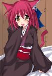   amber_eyes blush kimono kohaku nekomimi pink_hair shingetsutan_tsukihime short_hair  