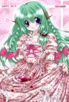   blush bow braid choker dress green_hair happy_rain long_hair nekomimi plait ribbon violet_eyes yukiya_mashiro  