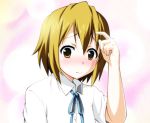  alternate_hairstyle blush brown_eyes hair_down k-on! natsukon school_uniform short_hair solo tainaka_ritsu 