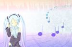  hand_on_headphones hatsune_miku headphones long_hair musical_note solo twintails vocaloid 